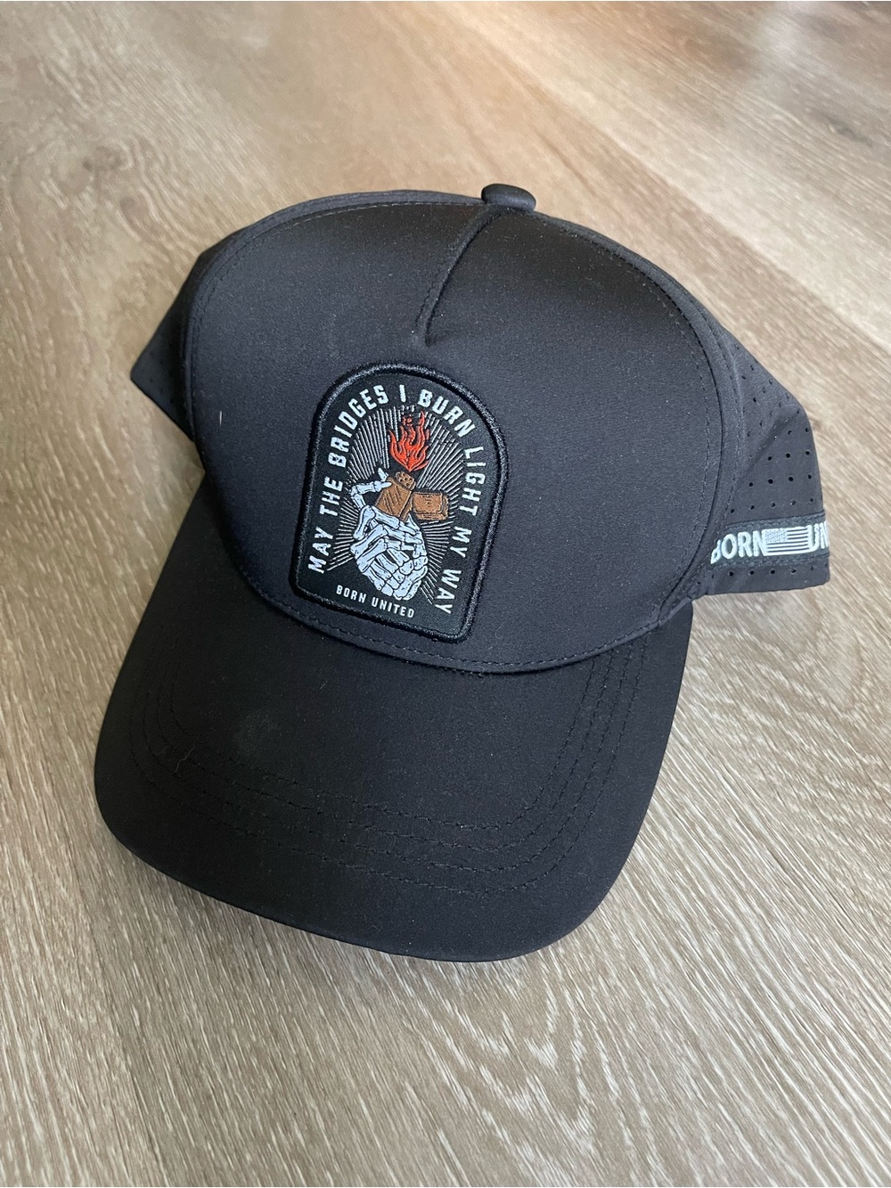 Born United Black Hat With Embroidered Patch